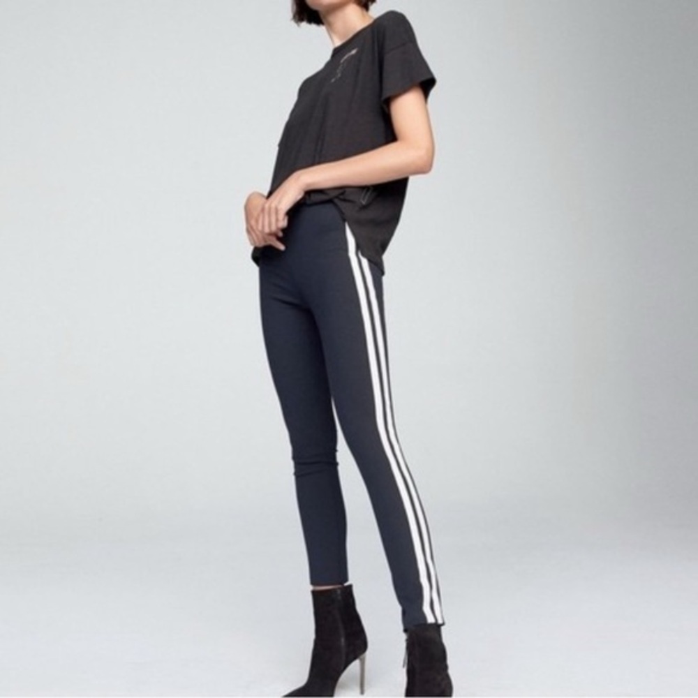 Rag & Bone Simone Slim Fit High Rise Side Stripe Stretch Navy Pants Sz 10